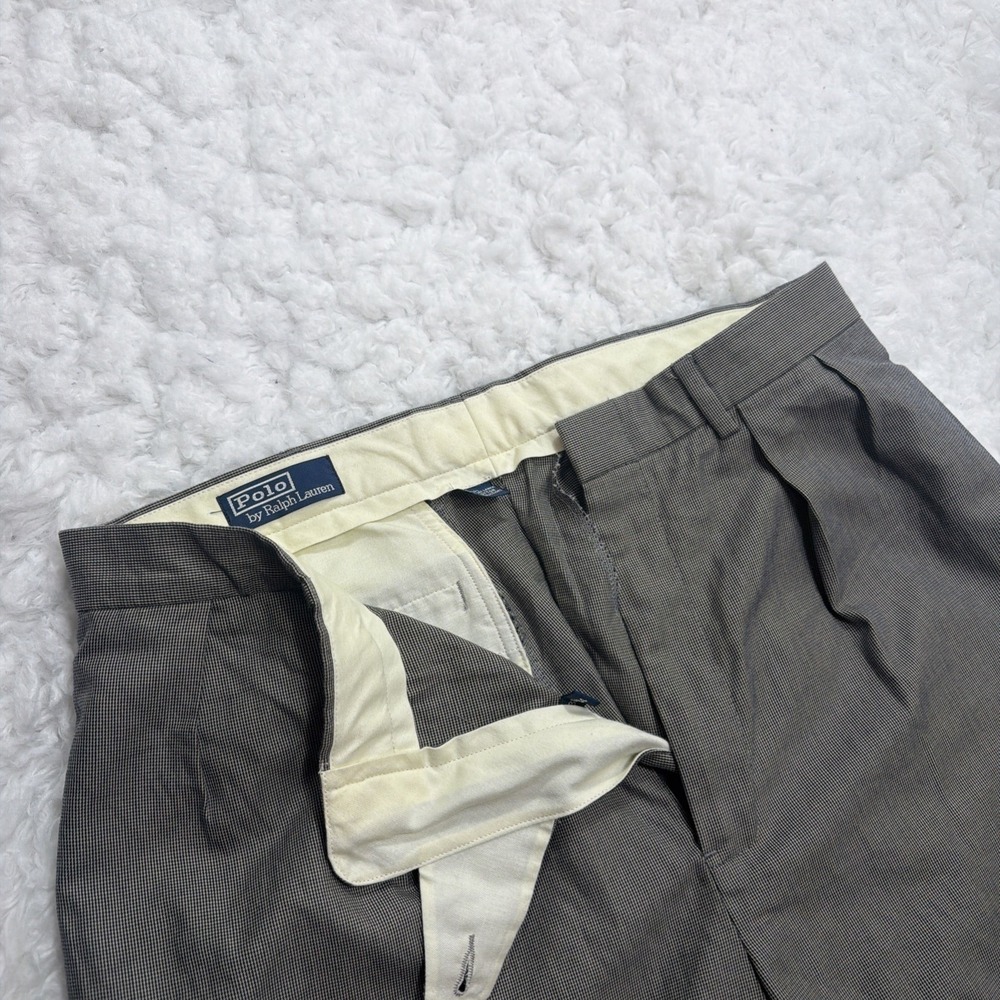 Vintage 90's Polo Ralph Lauren Pleated Trouser Pants Checked‎ Baggy Straight 36